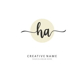 H A HA Initial letter handwriting and signature logo. A concept handwriting initial logo with template element.