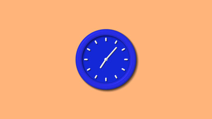 Amazing blue color 3d wall clock icon on brown light background,clock icon