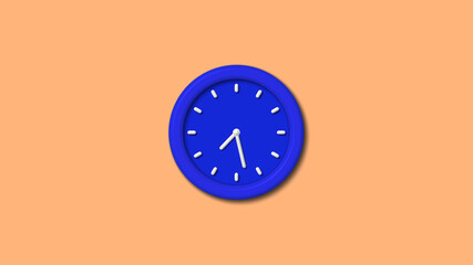 Amazing blue color 3d wall clock icon on brown light background,clock icon