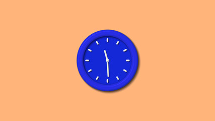 Amazing blue color 3d wall clock icon on brown light background,clock icon