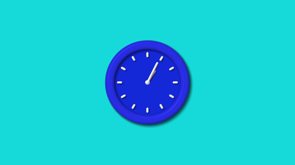 New blue color 3d wall clock icon on cyan background,3d clock icon