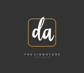 Fototapeta na wymiar DA Initial letter handwriting and signature logo. A concept handwriting initial logo with template element.