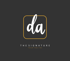DA Initial letter handwriting and signature logo. A concept handwriting initial logo with template element.