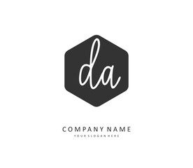 DA Initial letter handwriting and signature logo. A concept handwriting initial logo with template element.