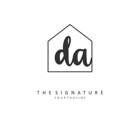 DA Initial letter handwriting and signature logo. A concept handwriting initial logo with template element.