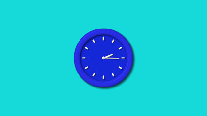 New blue color 3d wall clock icon on cyan background,3d clock icon