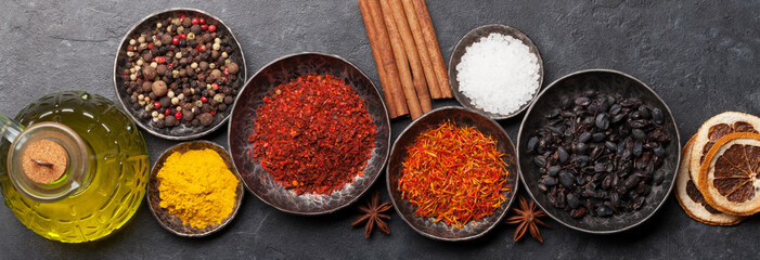 Various spices in bowls