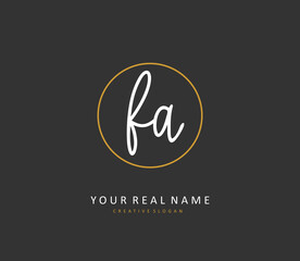 F A FA Initial letter handwriting and signature logo. A concept handwriting initial logo with template element.