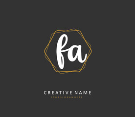 F A FA Initial letter handwriting and signature logo. A concept handwriting initial logo with template element.