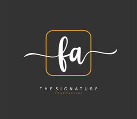 F A FA Initial letter handwriting and signature logo. A concept handwriting initial logo with template element.