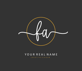 F A FA Initial letter handwriting and signature logo. A concept handwriting initial logo with template element.