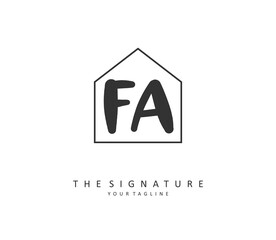 F A FA Initial letter handwriting and signature logo. A concept handwriting initial logo with template element.