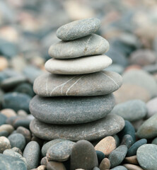 Fototapeta na wymiar Stone pebbles by the sea.