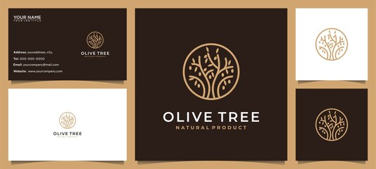 Abstract logo olive oil logo with leaf combination and business card