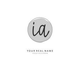 I A IA Initial letter handwriting and signature logo. A concept handwriting initial logo with template element.