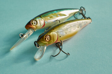 Two wobblers on a blue background