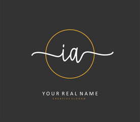 I A IA Initial letter handwriting and signature logo. A concept handwriting initial logo with template element.