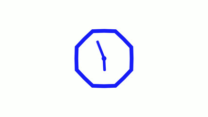New blue color counting down clock icon on white background