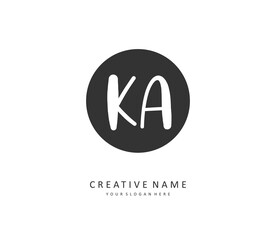 Fototapeta premium K A KA Initial letter handwriting and signature logo. A concept handwriting initial logo with template element.