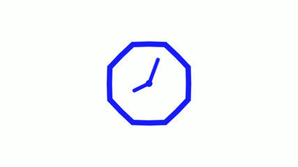 New blue color counting down clock icon on white background