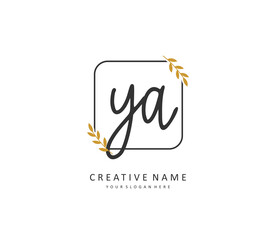 YA Initial letter handwriting and signature logo. A concept handwriting initial logo with template element.
