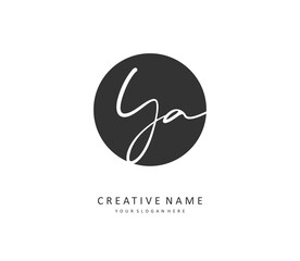 Obraz premium YA Initial letter handwriting and signature logo. A concept handwriting initial logo with template element.