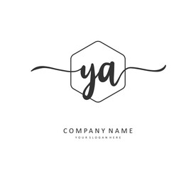 YA Initial letter handwriting and signature logo. A concept handwriting initial logo with template element.
