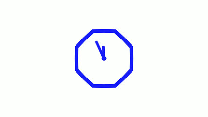 New blue color counting down clock icon on white background