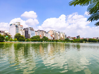 Fototapeta na wymiar houses by the lake in Hanoi in Vietnam