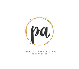P A PA Initial letter handwriting and signature logo. A concept handwriting initial logo with template element.