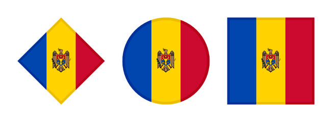 moldova flag icon set. isolated on white background
