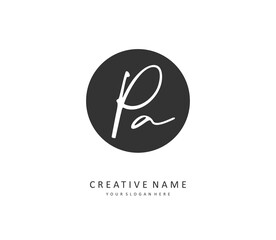 P A PA Initial letter handwriting and signature logo. A concept handwriting initial logo with template element.