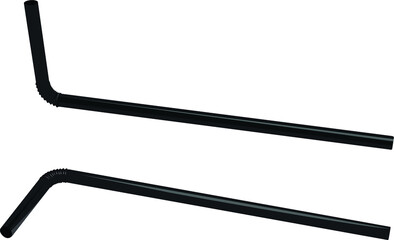 Vector Black drinking straw on a white background,with clipping path