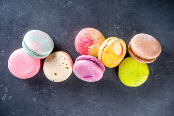 Colorful french macaron dessert
