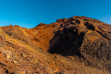 Fototapeta na wymiar Crater of the volcano Teneguia from the route of the volcanoes, La Palma island, Canary Islands. Spain
