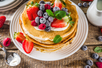 Sweet crepes with berries