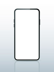Realistic Smartphone , Black Color . Top View . Isolated Vector Elements