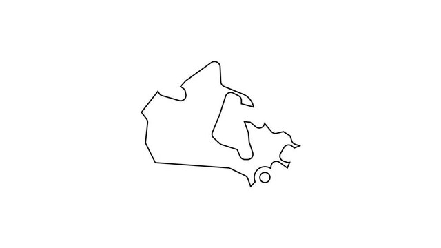 Black line Canada map icon isolated on white background. 4K Video motion graphic animation.
