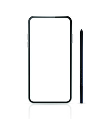 Realistic Smartphone , Black Color . Top View . Isolated Vector Elements