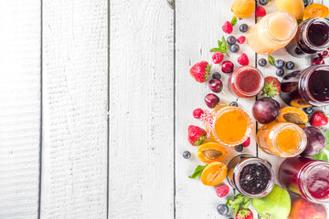 Naklejka na ściany i meble Assortment of berries and fruits jams