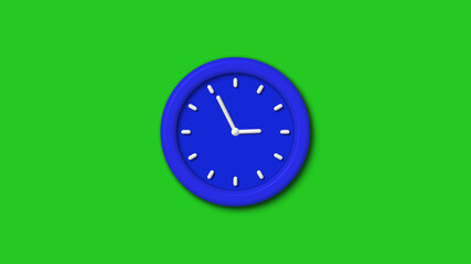 Amazing blue color 3d wall clock icon on green background,clock icon