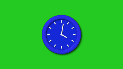 New blue color 3d wall clock icon on green background,Counting down clock icon