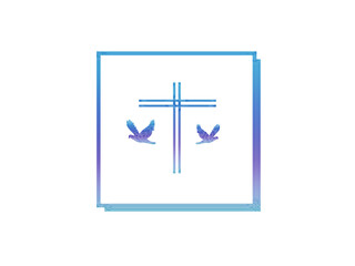 Fototapeta premium Doves and a cross. - stock illustration