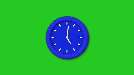 New blue color 3d wall clock icon on green background,Counting down clock icon