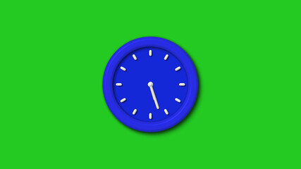 New blue color 3d wall clock icon on green background,Counting down clock icon