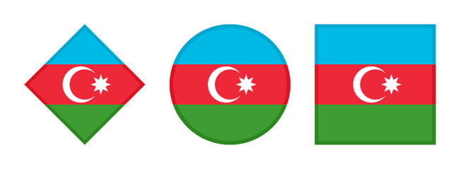 azerbaijan flag icon set. isolated on white background
