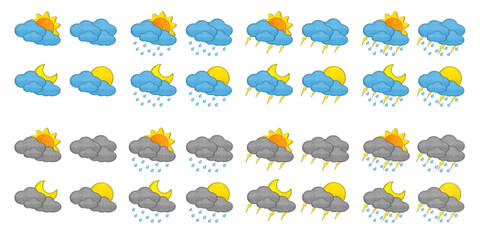 Collection of Weather plasticine craft stick on white background