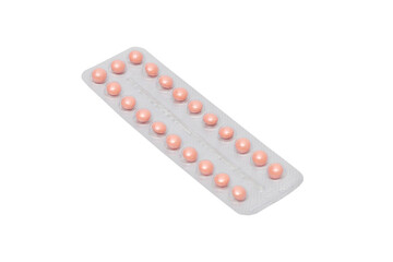 Oral contraceptive pill isolated on white background