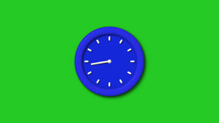 New blue color 3d wall clock icon on green background,Counting down clock icon