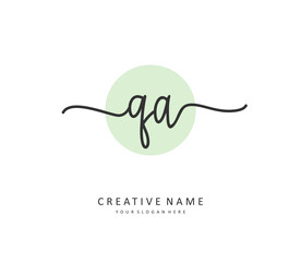 Q A QA Initial letter handwriting and signature logo. A concept handwriting initial logo with template element.